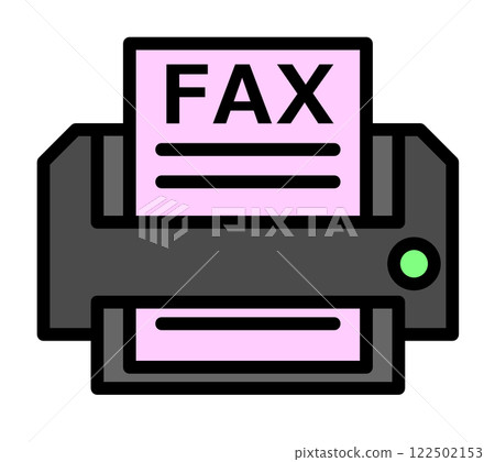 Illustration of a fax machine that sends and receives documents and papers over telephone lines Illustration of a fax machine that sends and receives documents and papers over telephone lines 122502153