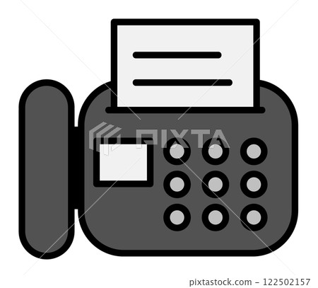 Illustration of a fax machine that sends and receives documents and papers over telephone lines Illustration of a fax machine that sends and receives documents and papers over telephone lines 122502157
