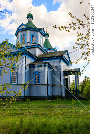 Old wooden church in Open air Museum of Folk Architecture and Folkways of Middle Naddnipryanschina in Pereyaslav, Ukraine Old wooden church in Open air Museum of Folk Architecture and Folkways of Middle Naddnipryanschina in Pereyaslav, Ukraine 122502344