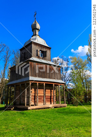 Old wooden church in Open air Museum of Folk Architecture and Folkways of Middle Naddnipryanschina in Pereyaslav, Ukraine Old wooden church in Open air Museum of Folk Architecture and Folkways of Middle Naddnipryanschina in Pereyaslav, Ukraine 122502348