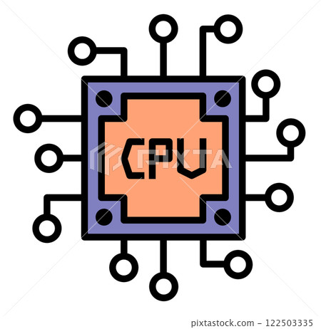 Illustration of a CPU, the processing unit that processes and calculates information on a computer 122503335
