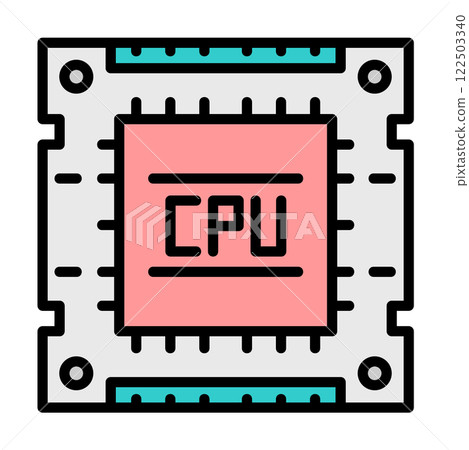 Illustration of a CPU, the processing unit that processes and calculates information on a computer 122503340