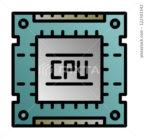 Illustration of a CPU, the processing unit that processes and calculates information on a computer Illustration of a CPU, the processing unit that processes and calculates information on a computer 122503342