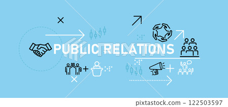 Public Relations conceptual community publication society connection communication publicity social information design icon concept set collection Public Relations conceptual community publication society connection communication publicity social information design icon concept set collection 122503597