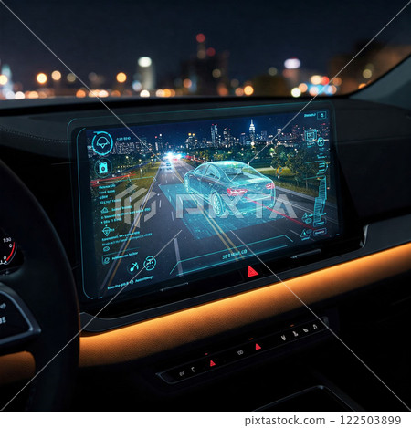 AI自動駕駛汽車儀錶板顯示 122503899
