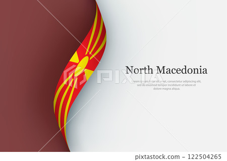 North Macedonia flag on Waving ribbon 122504265