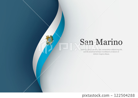 San Marino flag on Waving ribbon 122504288