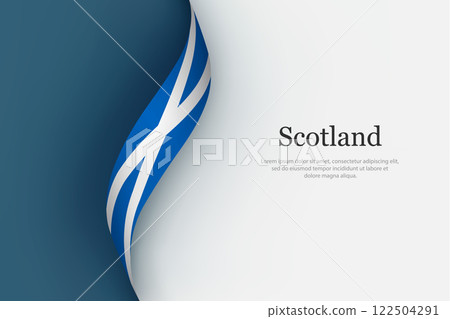 Scotland flag on Waving ribbon 122504291