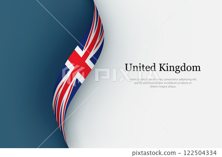 United Kingdom flag on Waving ribbon 122504334