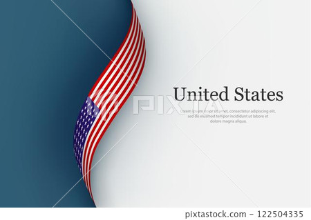 United States flag on Waving ribbon 122504335