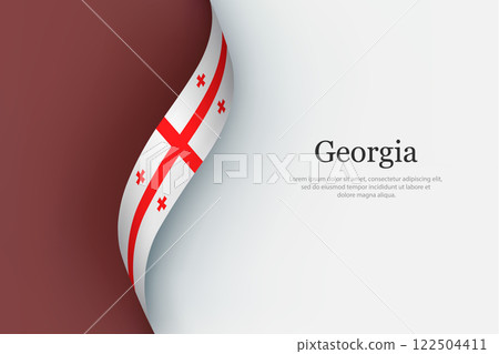 Georgia flag on Waving ribbon 122504411