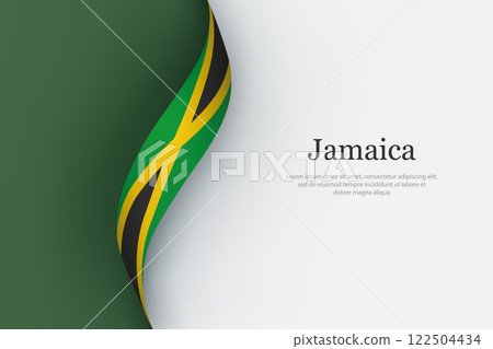 Jamaica flag on Waving ribbon 122504434