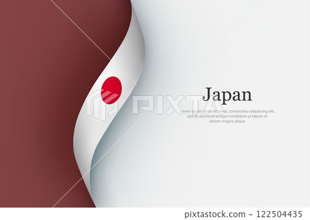 Japan flag on Waving ribbon 122504435
