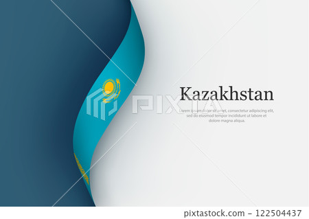 Kazakhstan flag on Waving ribbon 122504437