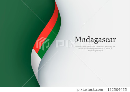 Madagascar flag on Waving ribbon 122504455