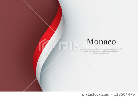 Monaco flag on Waving ribbon Monaco flag on Waving ribbon 122504479