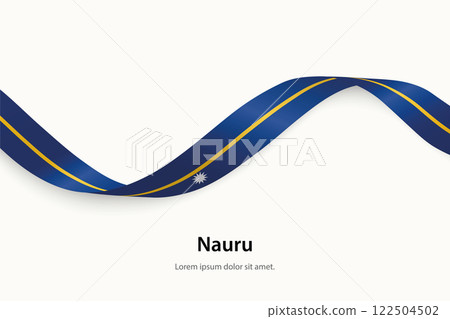 Nauru flag on Waving ribbon Nauru flag on Waving ribbon 122504502