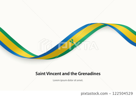 Saint Vincent and the Grenadines flag on Waving ribbon 122504529