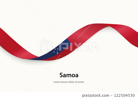 Samoa flag on Waving ribbon 122504530