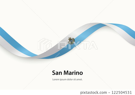 San Marino flag on Waving ribbon 122504531