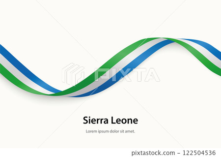 Sierra Leone flag on Waving ribbon 122504536