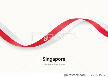 Singapore flag on Waving ribbon 122504537