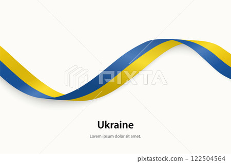 Ukraine flag on Waving ribbon 122504564