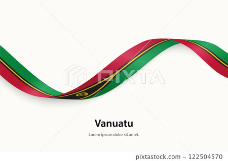 Vanuatu flag on Waving ribbon 122504570