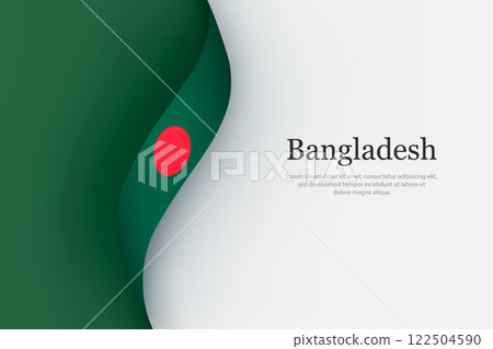 Bangladesh flag on Waving ribbon Bangladesh flag on Waving ribbon 122504590
