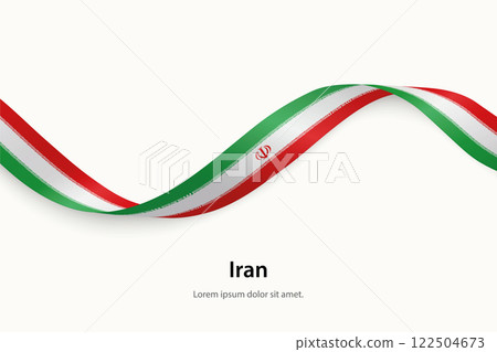 Iran flag on Waving ribbon Iran flag on Waving ribbon 122504673