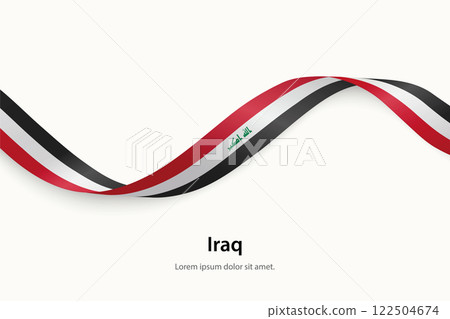 Iraq flag on Waving ribbon Iraq flag on Waving ribbon 122504674