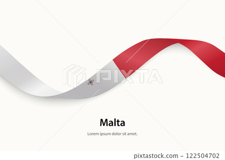Malta flag on Waving ribbon 122504702