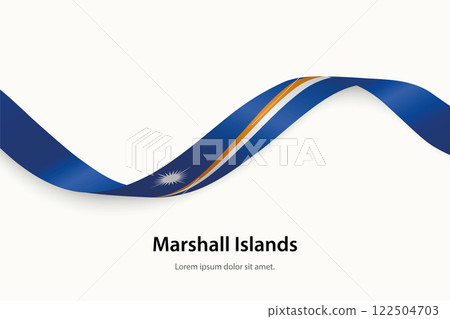 Marshall Islands flag on Waving ribbon Marshall Islands flag on Waving ribbon 122504703