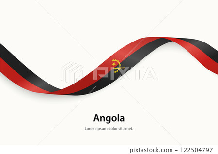 Angola flag on Waving ribbon 122504797