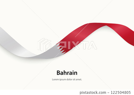 Bahrain flag on Waving ribbon Bahrain flag on Waving ribbon 122504805