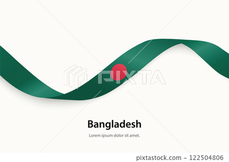 Bangladesh flag on Waving ribbon 122504806