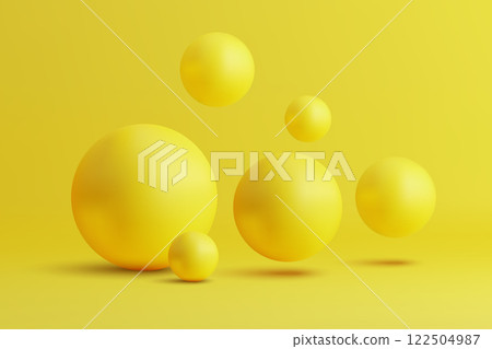 Yellow Spheres Arranged on Bright Yellow Background Yellow Spheres Arranged on Bright Yellow Background 122504987