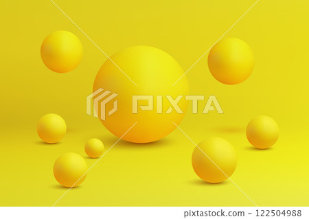 Yellow Spheres Arranged on Bright Yellow Background 122504988