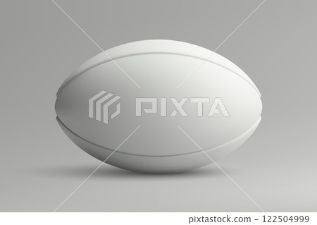 Minimalistic White Rugby Ball on Neutral Background 122504999
