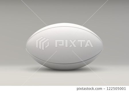Minimalistic White Rugby Ball on Neutral Background 122505001