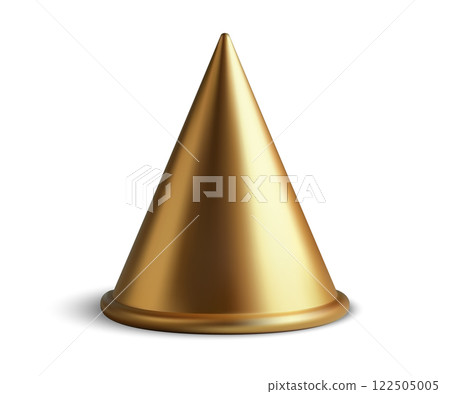 Shiny Golden Cone on White Background Shiny Golden Cone on White Background 122505005
