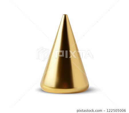 Shiny Golden Cone on White Background Shiny Golden Cone on White Background 122505006