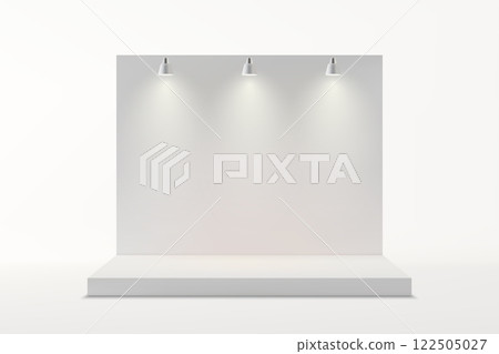 Minimalist Exhibition Backdrop With Spotlights 122505027