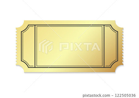 Shiny Golden Ticket With Decorative Borders 122505036