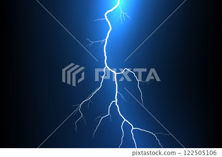 Bright Lightning Bolt on Deep Blue Background 122505106