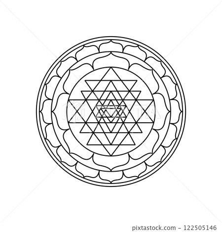 Sri Yantra Sacred Geometry Design in Black and White 122505146