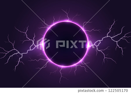 Electric Solar Eclipse with Purple Lightning Bolts Electric Solar Eclipse with Purple Lightning Bolts 122505170