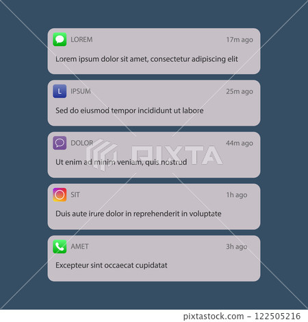 Popup Missed Notification template. Messaging App Conversation Popup Missed Notification template. Messaging App Conversation 122505216