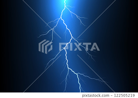 Bright Lightning Bolt on Deep Blue Background 122505219