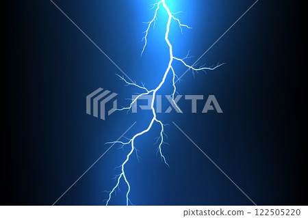 Bright Lightning Bolt on Deep Blue Background 122505220